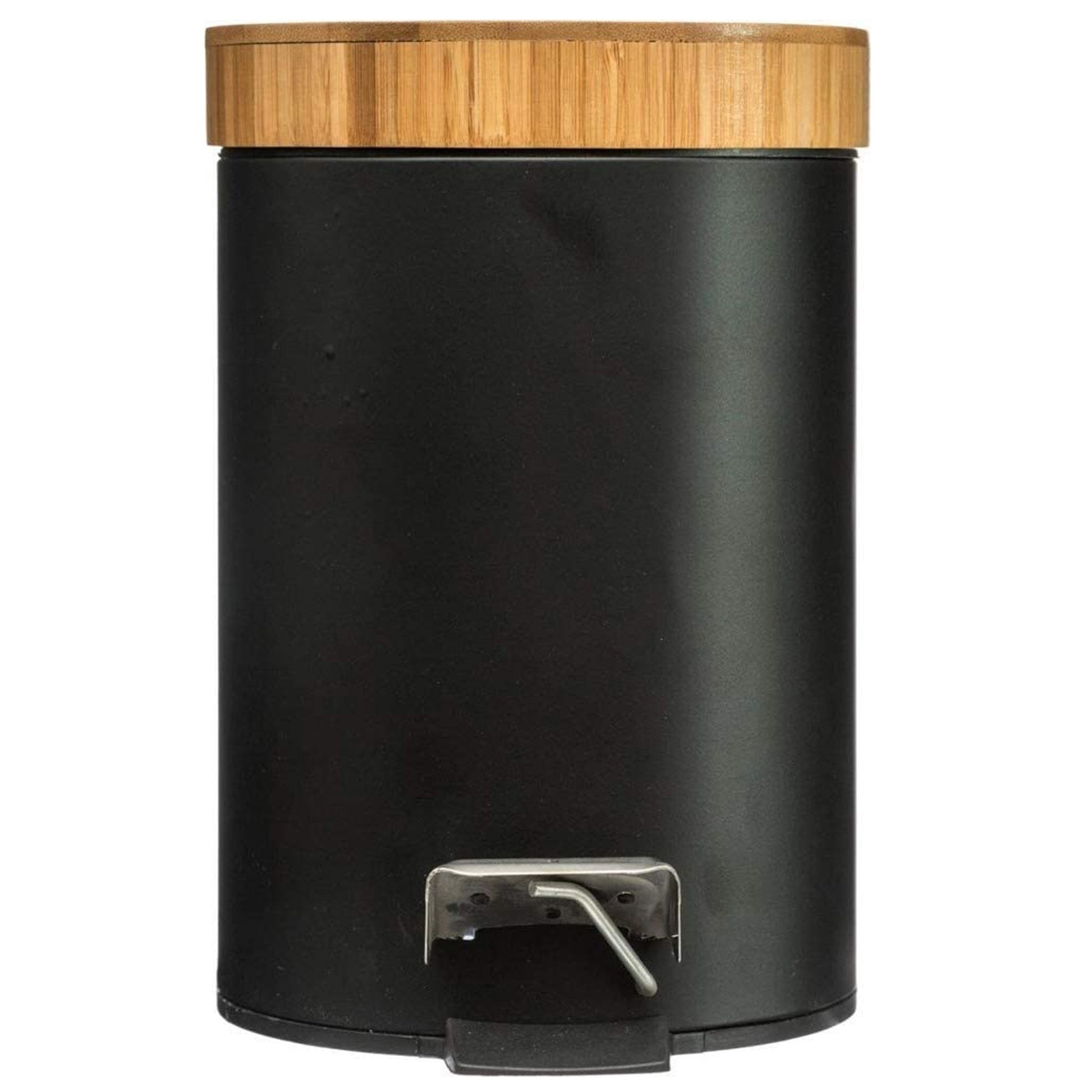 Cubo Pedal 3l Metal Bamboo Negro_4