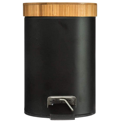 Cubo Pedal 3l Metal Bamboo Negro_4