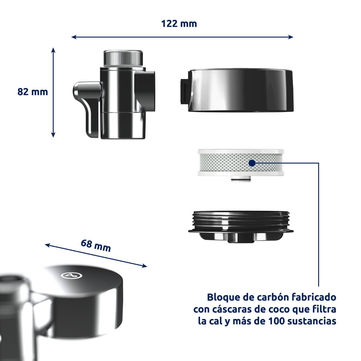 Filtro de agua para grifo EcoPro Chrome Compact Tappwater