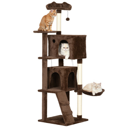 Pawhut Árbol Rascador Para Gatos 160 Cm Con Múltiples Plataformas Marrón_0