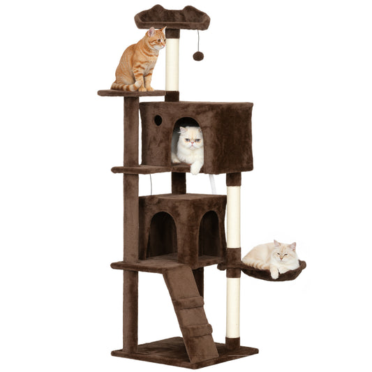 Pawhut Árbol Rascador Para Gatos 160 Cm Con Múltiples Plataformas Marrón_0