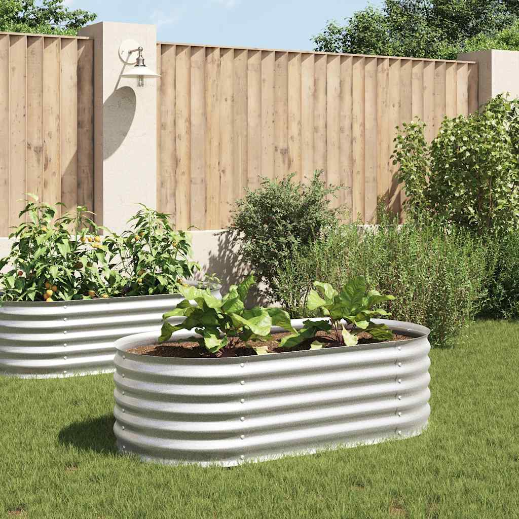 Arriate De Acero Galvanizado Plateado 160x80x44 Cm_1