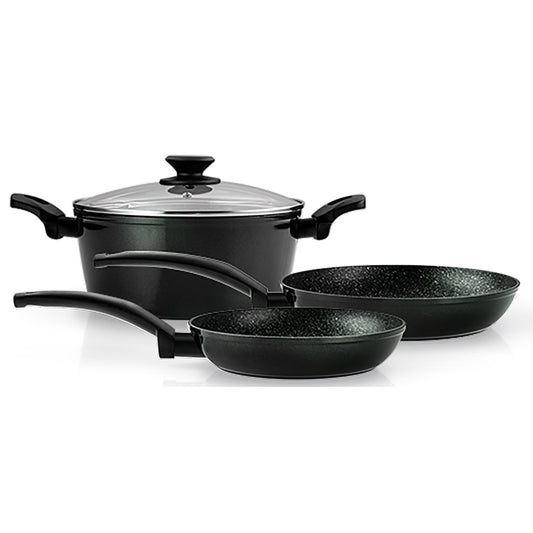 Batería Cocina Inducción 4 Piezas, Antiadherente Sin Pfoa, Aluminio Forjado, Cazuela Sartenes Fagor Vivant 424 Negro_0
