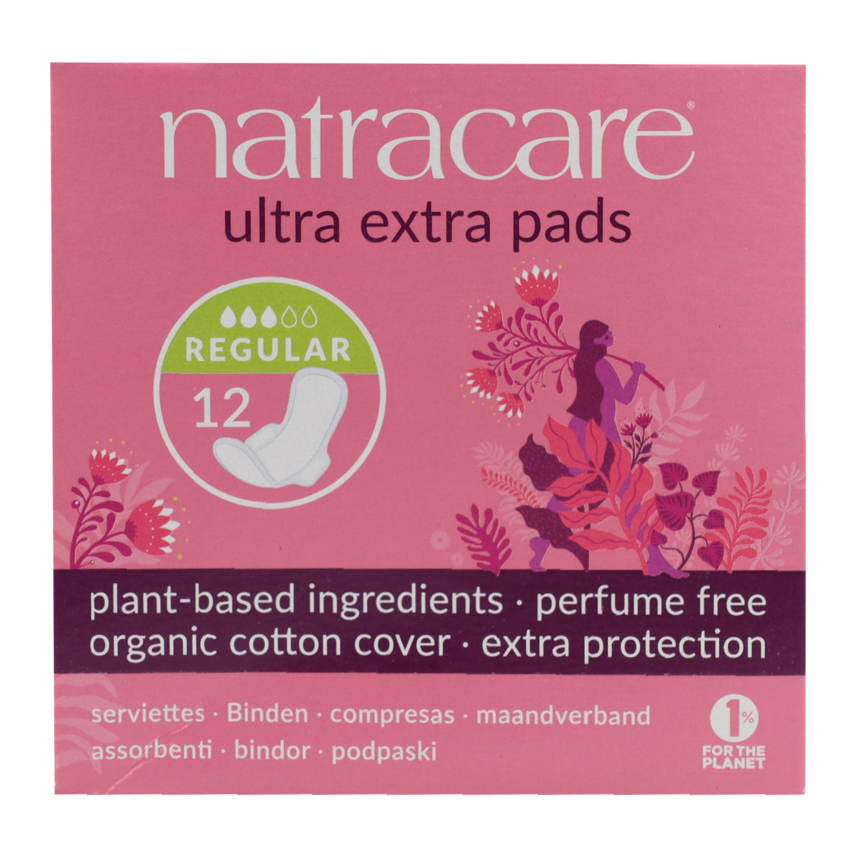 Compresa ultra extra normal con alas bio Natracare 12 Uds