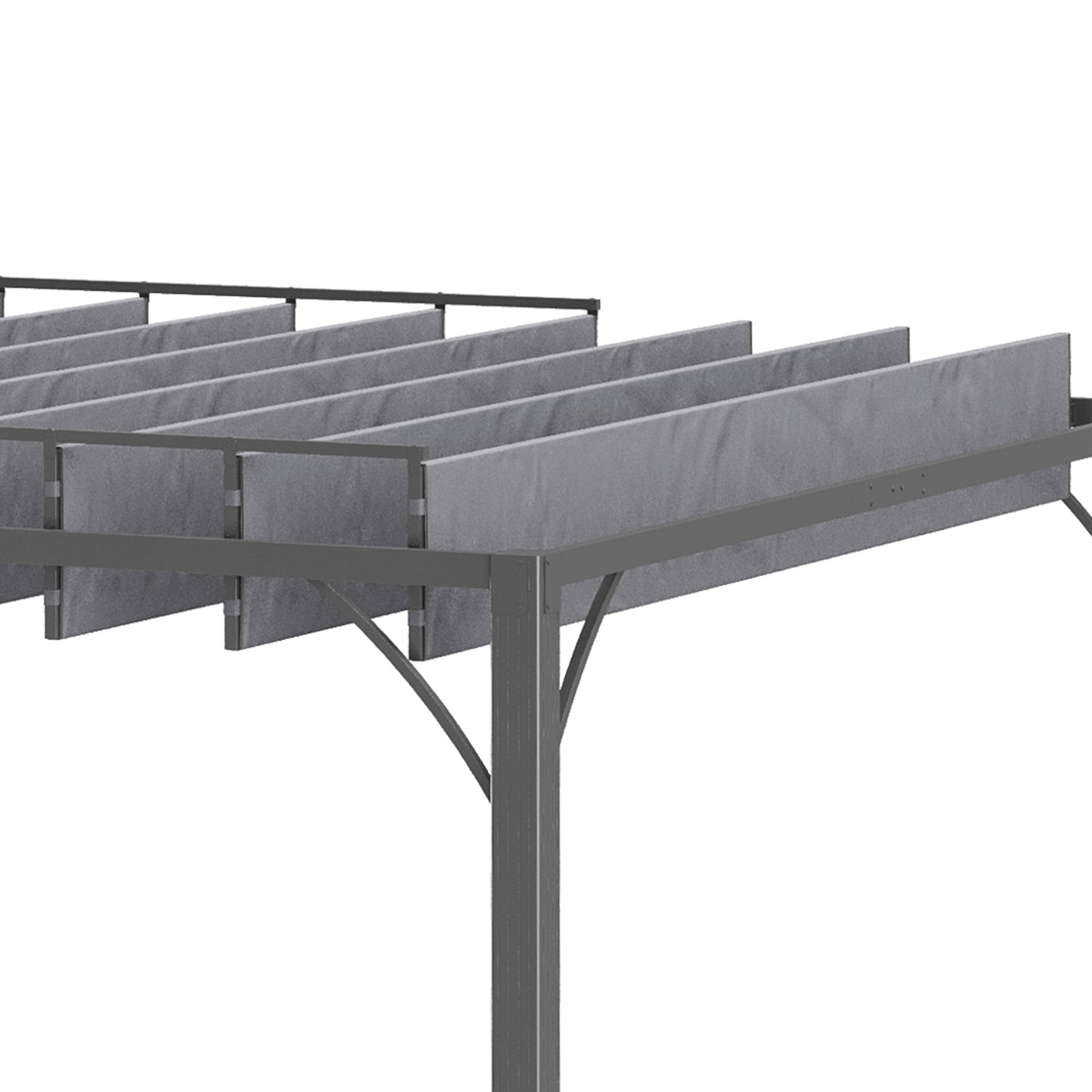 Outsunny Pérgola 3x3 M Con Diseño De Lamas Superior Giratorio Hasta 135° Gris_4