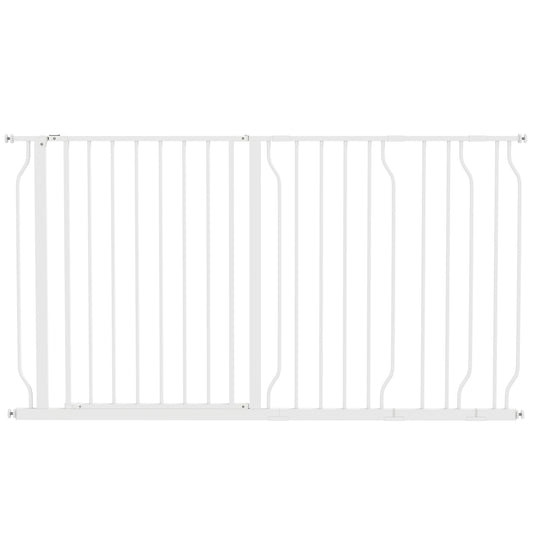 Pawhut Barrera De Seguridad De Perros Para Escaleras 75-145 Cm Con 3 Extensiones_0
