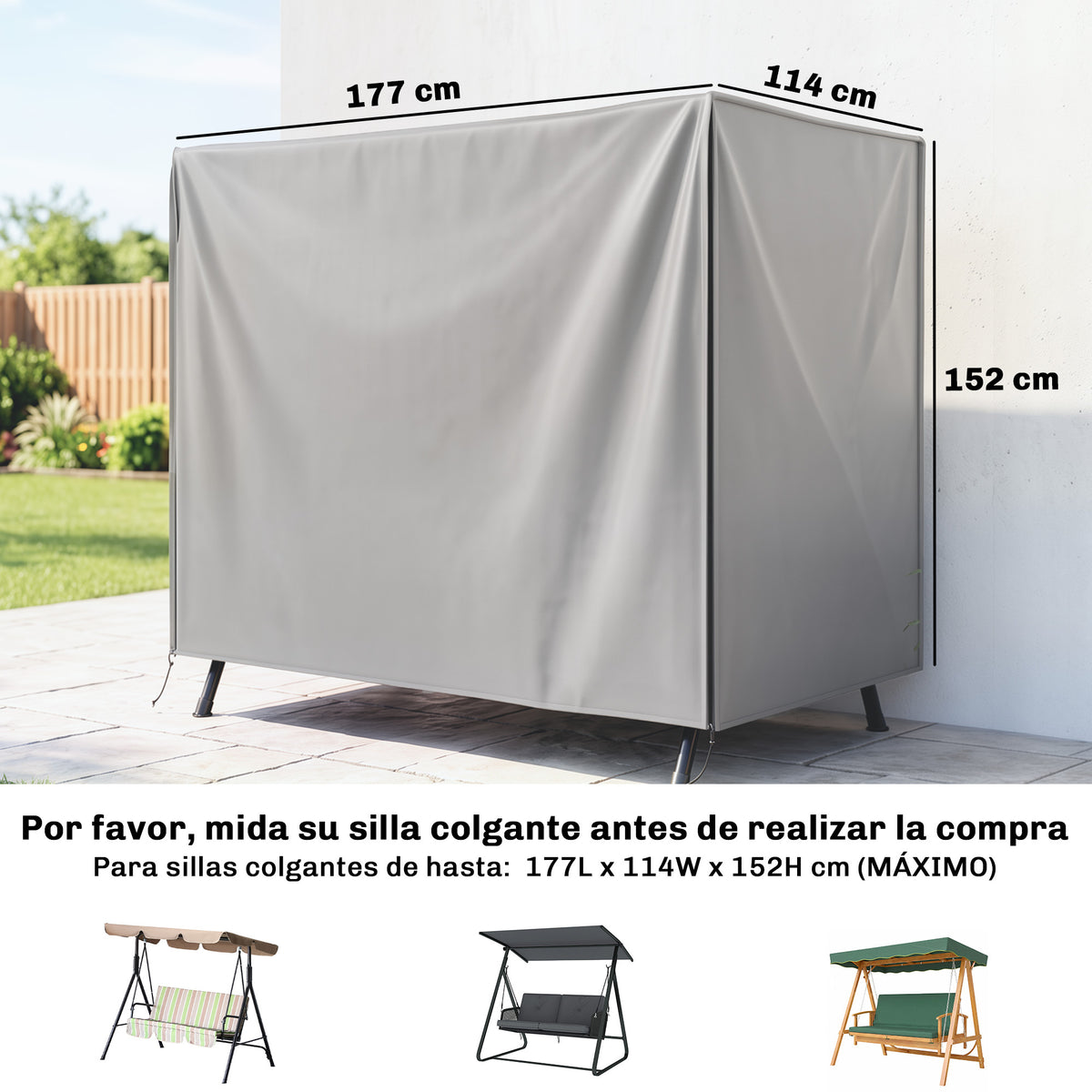 Outsunny Funda De Balancín Para Jardín Con 2 Cremalleras 177x114x152 Cm Gris_2