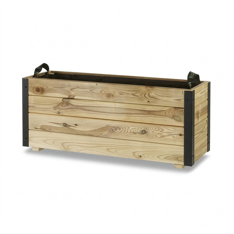 Jardinera Exterior De Madera Con Refuerzo De Aluminio Ghio Al Hortalia 90x30x40 Cm_3
