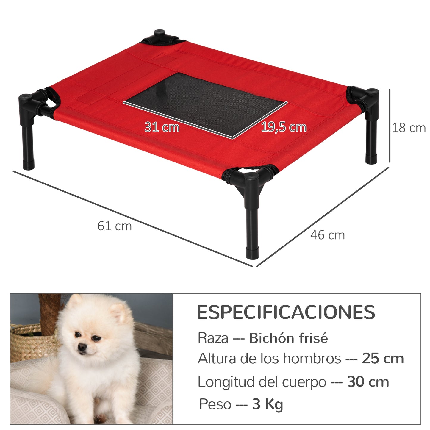 Pawhut Cama Mascota Exterior Terraza Jardín Para Perro Gato Cama S/m_2