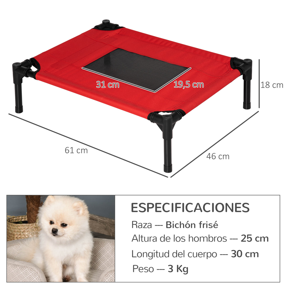 Pawhut Cama Mascota Exterior Terraza Jardín Para Perro Gato Cama S/m_2