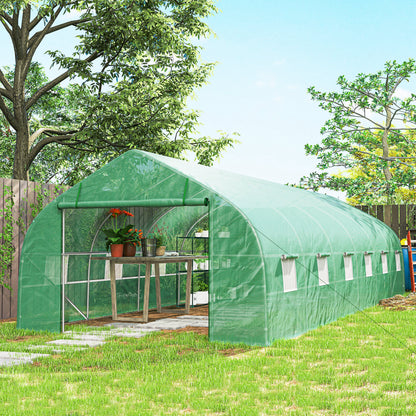 Outsunny Invernadero De Túnel 8x3x2 M Con 12 Ventanas Cubierta Pe Cultivo Verde_4