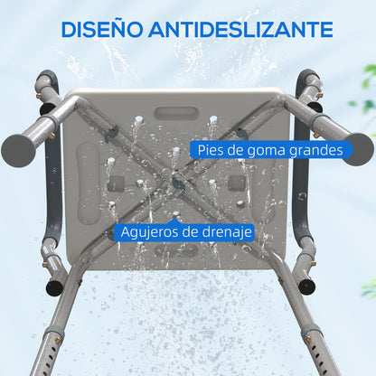 Homcom Taburete De Ducha Con Altura Regulable Antideslizante Carga 150 Kg_5