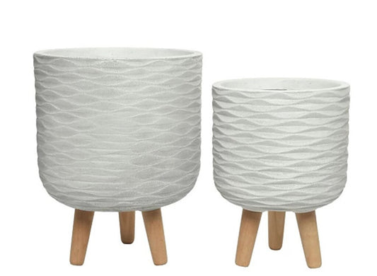 Macetero De Fibra Blanco Con Patas 22 Cm_0