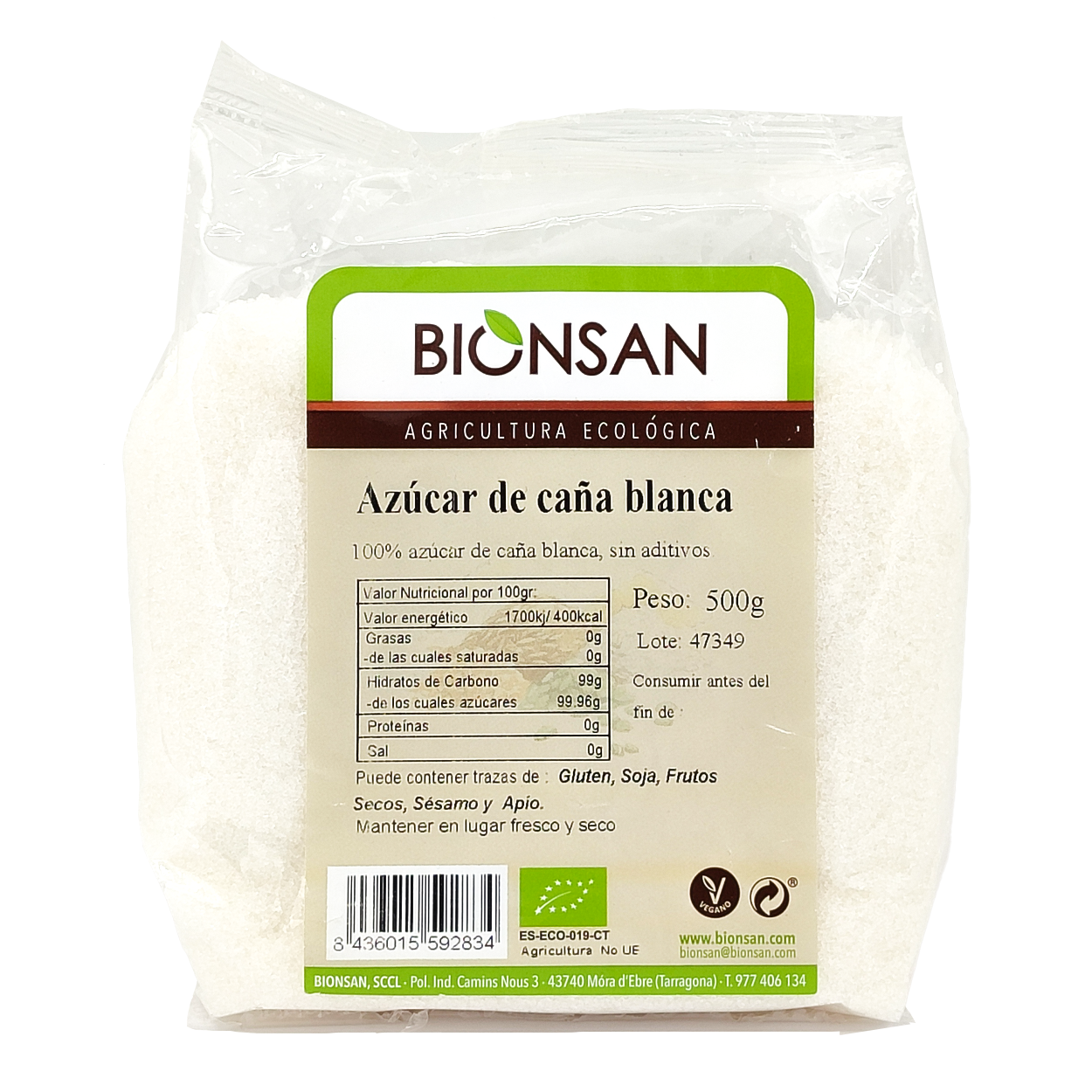 Azúcar Blanco De Caña Eco Bionsan 500gr_0