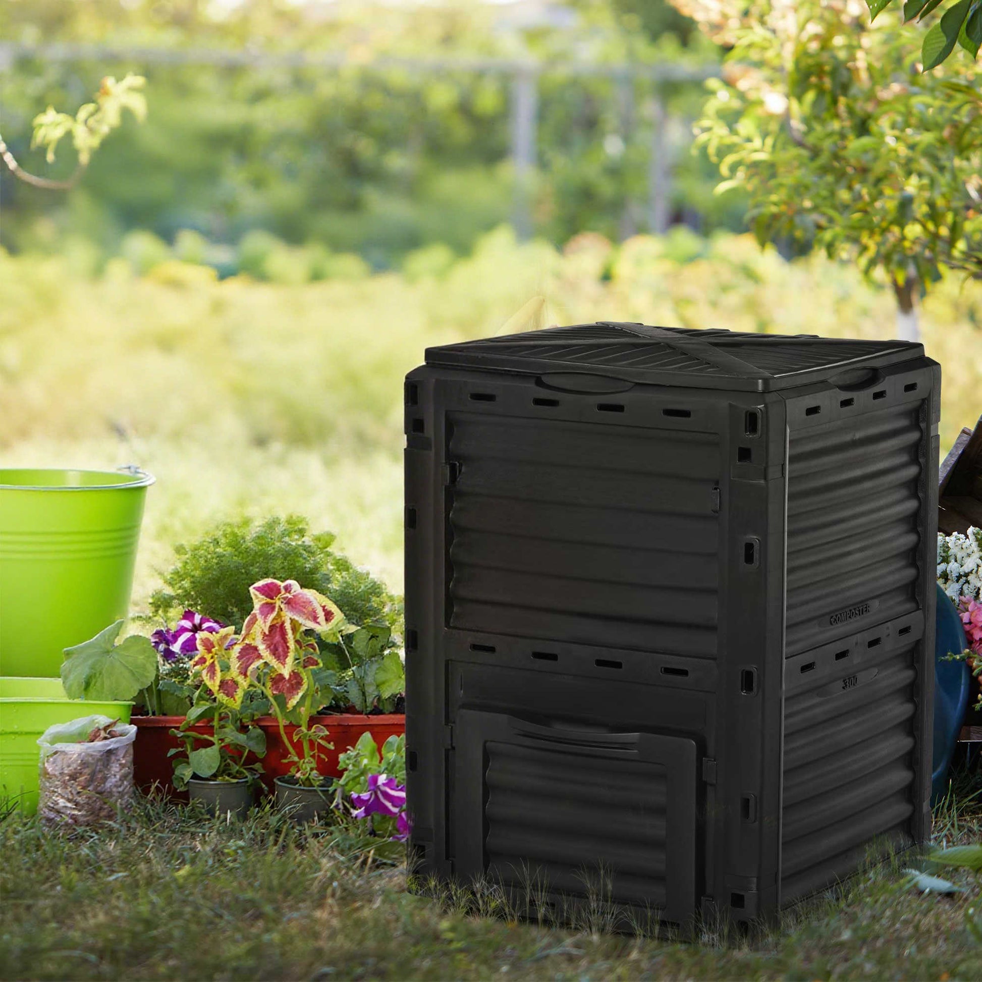 Outsunny Compostador Capacidad 300l Para Producción Abono Orgánico_1