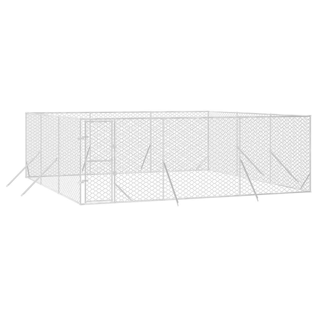 Perrera De Exterior Acero Galvanizado Plateado 6x6x2 M_2
