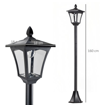 Outsunny Conjunto De 2 Farolas Solares Con Panel Solar 18x18x160 Cm Negro_2