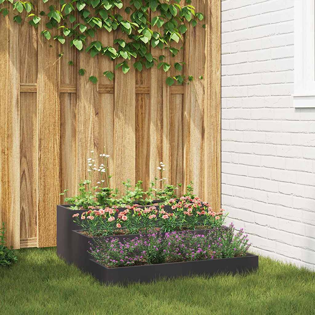 Macetero De Jardín Negro 90 X 90 X 35 Cm Acero Laminado En Frío_1