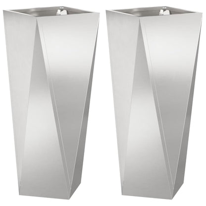 Jardinera 2 Pcs Plateado 30 X 30 X 75 Cm Acero Inoxidable_0