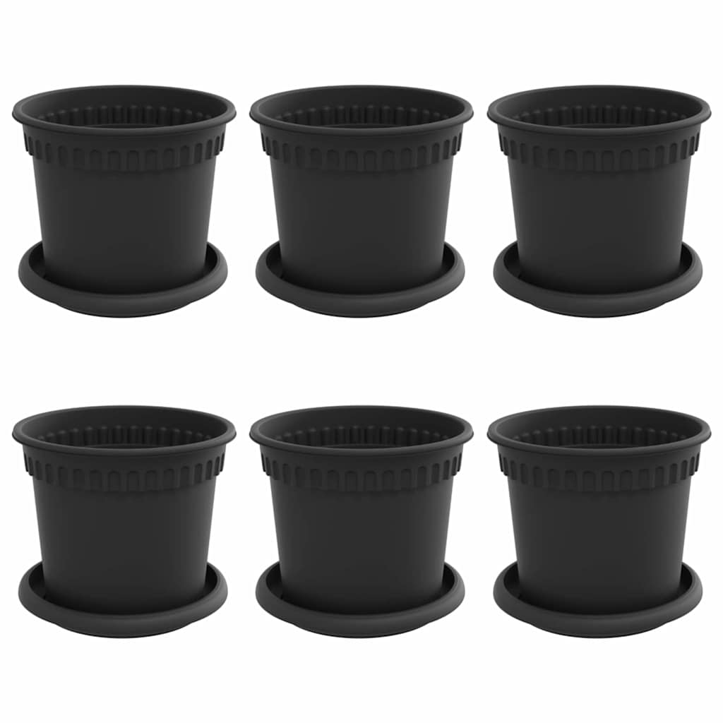 Macetas 6 Pcs Negro Ø 15 X 12 Cm Plástico_0