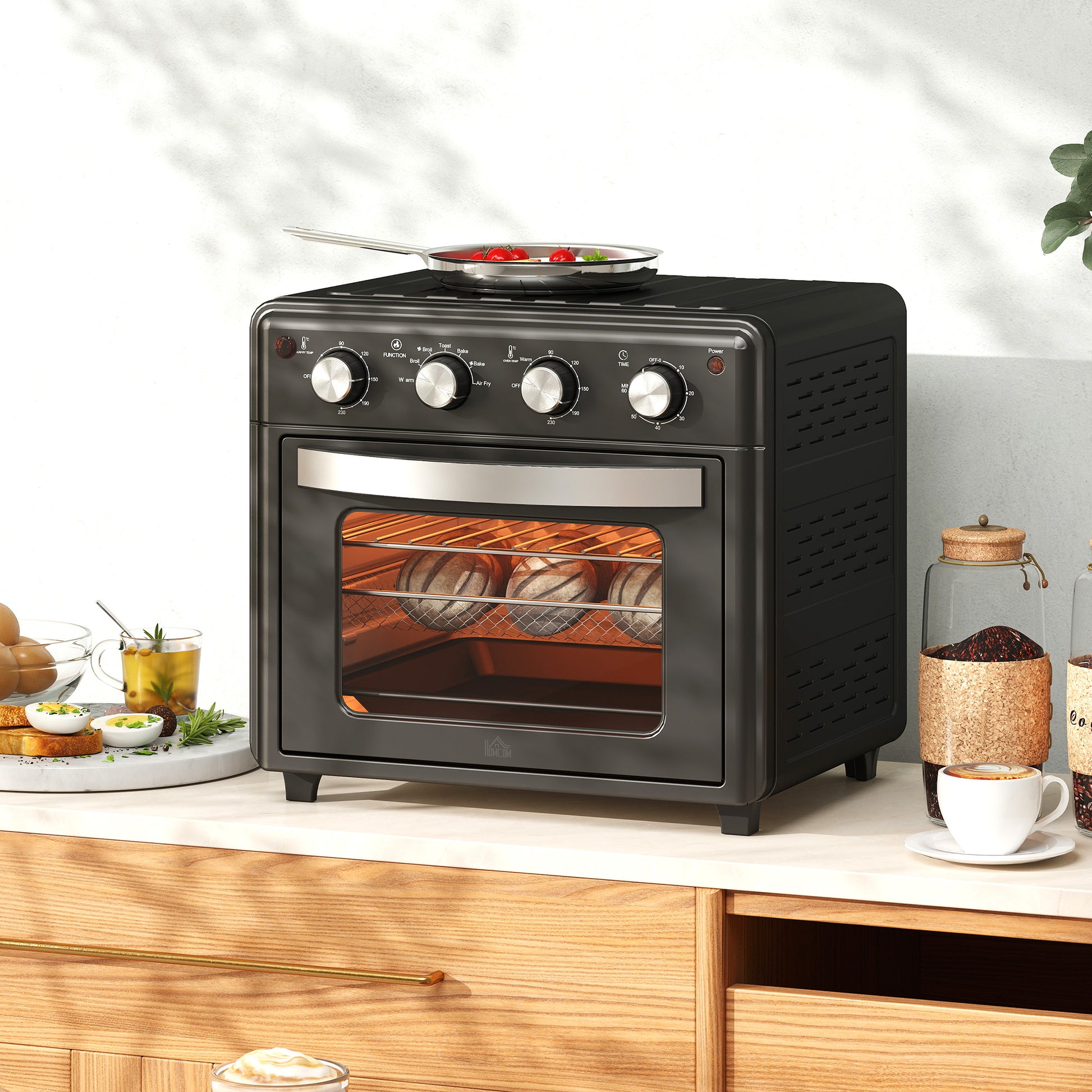 Homcom Horno Eléctrico Multifunción De Sobremesa De 30l 1600w 43x39x39cm Negro_1