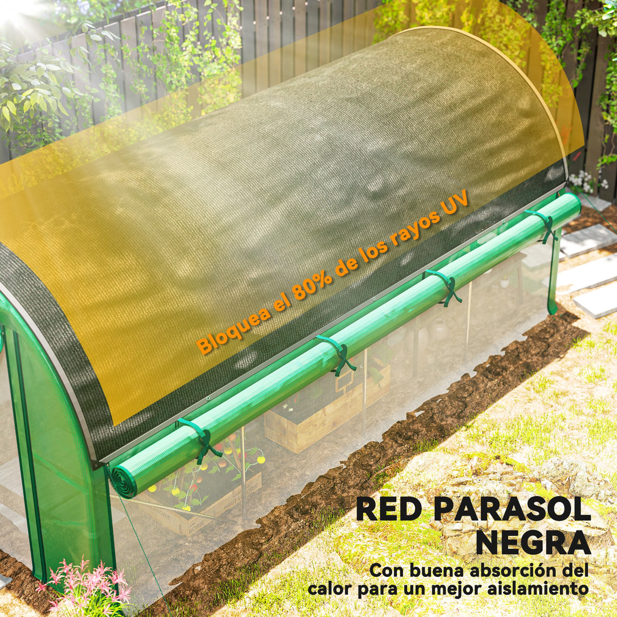 Invernadero De Túnel Outsunny Pe, Acero Galvanizado Verde 447x200x198 Cm_3