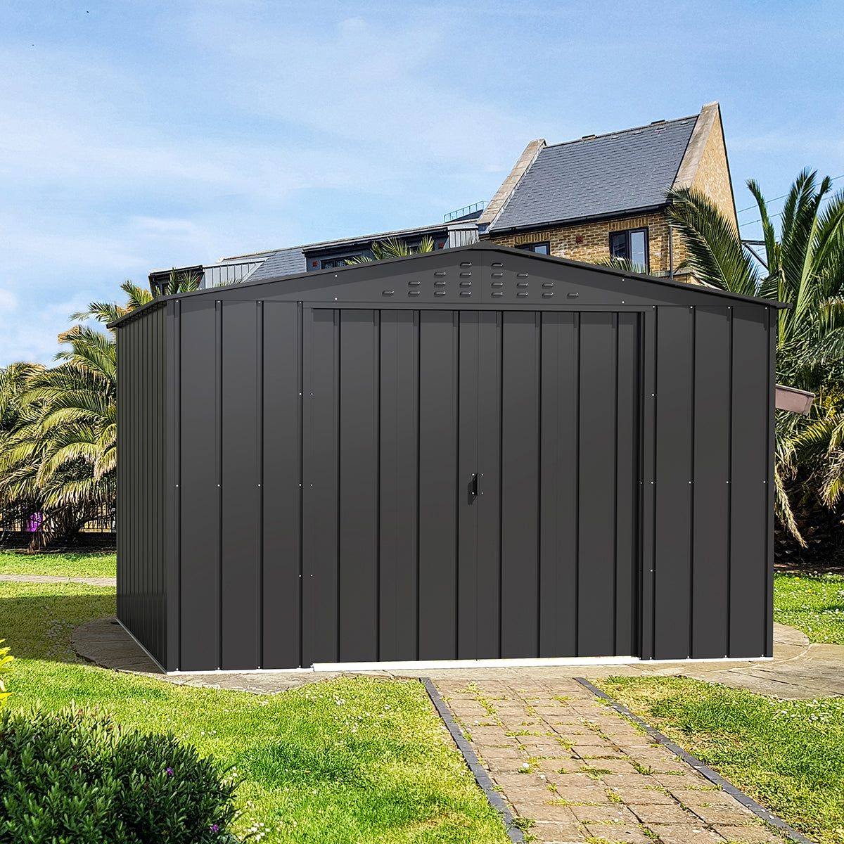 Caseta Cobertizo Colossus 10×8 Metal Gris Antracita_1