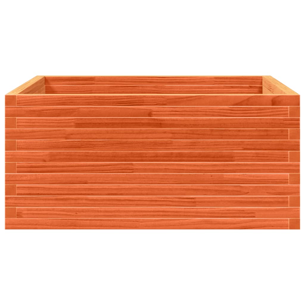 Jardinera De Madera Maciza Pino Marrón Cera 100x100x46 Cm_5