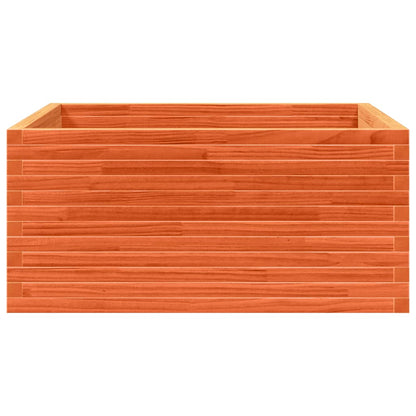 Jardinera De Madera Maciza Pino Marrón Cera 100x100x46 Cm_5