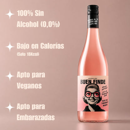 Vino Rosado Sin Alcohol 0,0% Tempranillo | Pack 6 Botellas X 750 Ml | Vino Rosado Desalcoholizado Fresco Y Afrutado_1