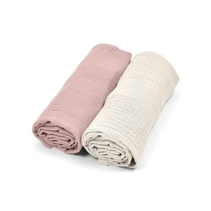 Pack 2 Muselinas De Algodón 70x70 Para Bebé Rosa_0
