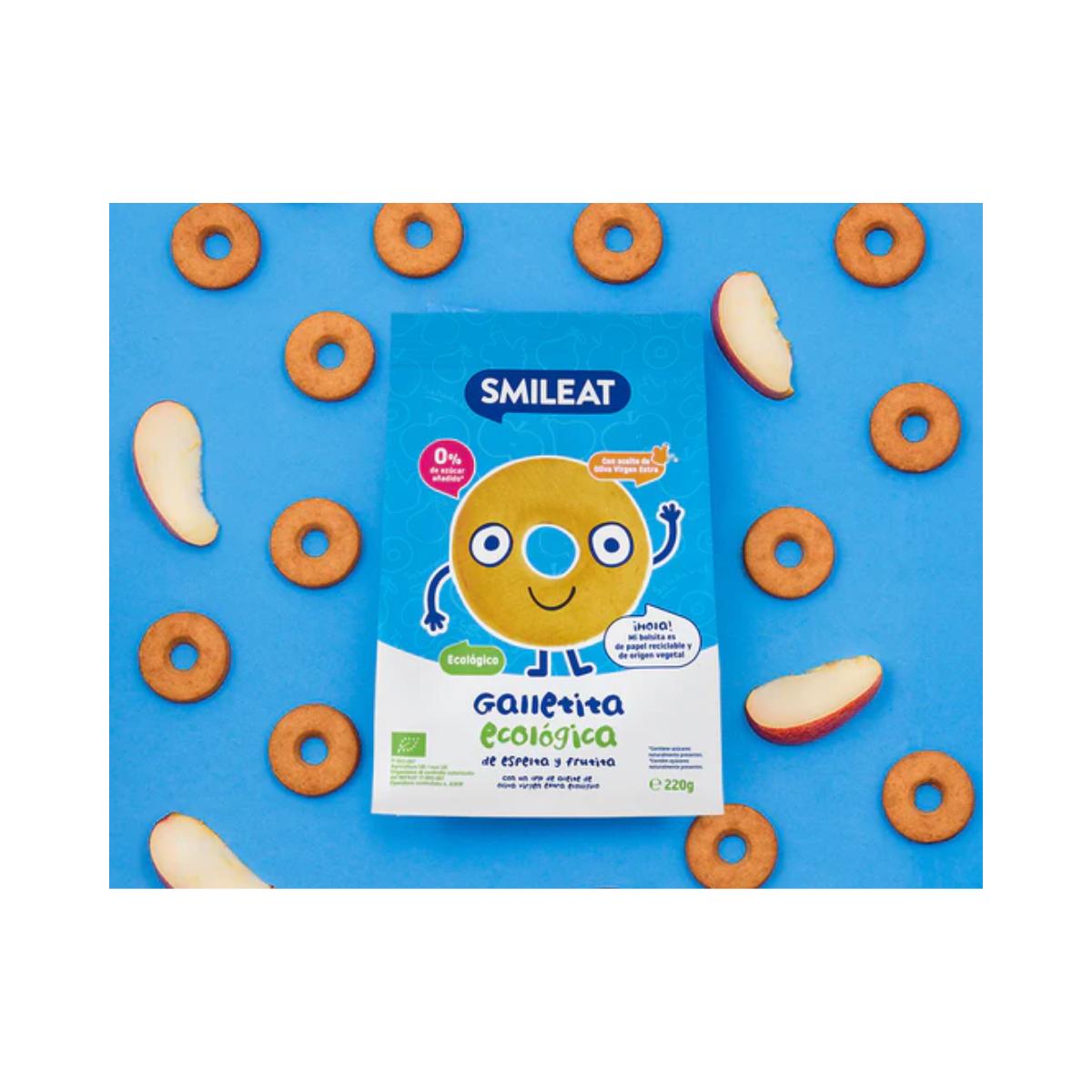 Pack 12x Galletas infantiles ECO de espelta con manzana Smileat, 220g