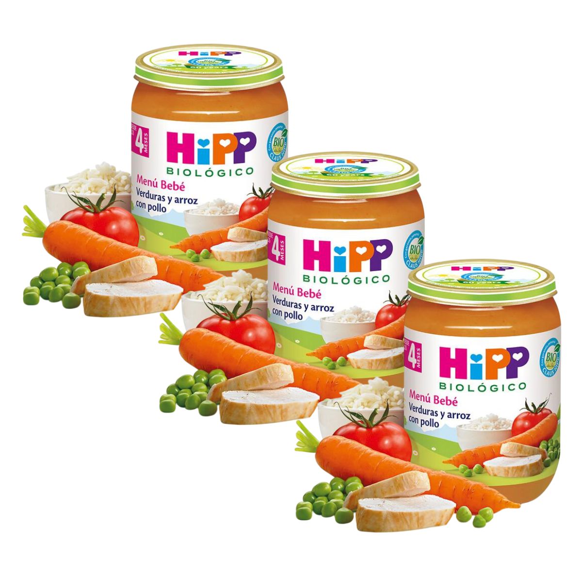 Pack x 3 Tarrito de Verduras y Arroz con Pollo BIO a partir de 4 Meses HiPP 190 grHiPP