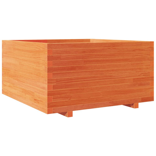 Jardinera Madera Maciza De Pino Marrón Cera 90x90x49,5 Cm_0