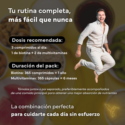 Biotina 10.000 Mcg + Multivitaminas Con Ginseng. Sevens Nutrition. Cabello, Piel Y Uñas + Energía Y Vitalidad Diaria_4
