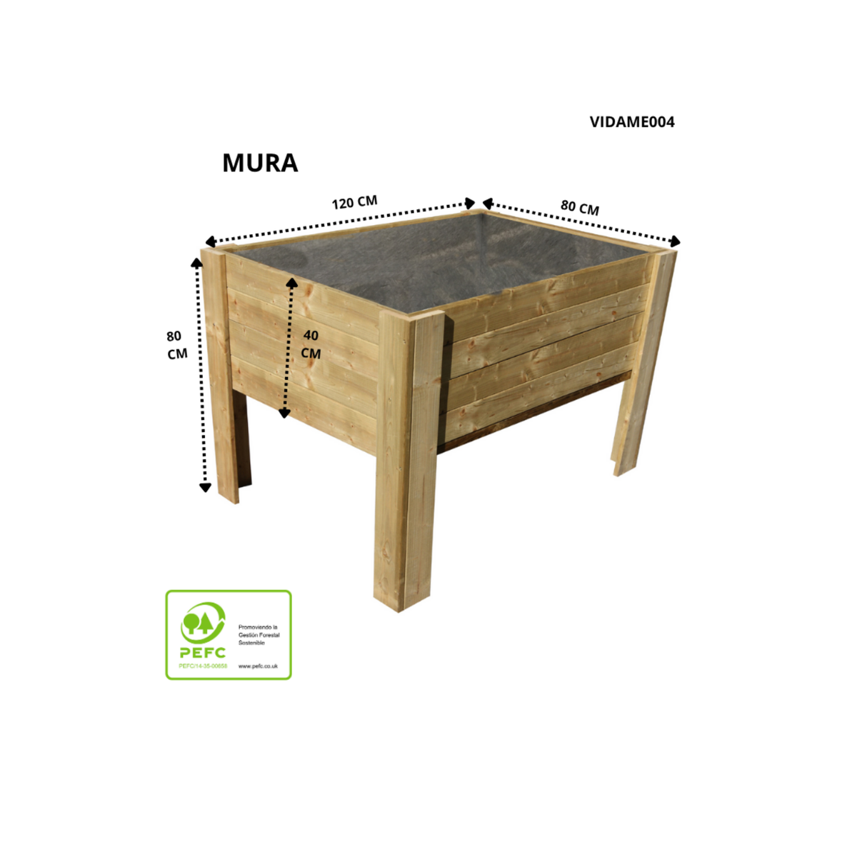 Mesa De Cultivo Mura Profunda 40cm Vidahuerto 120x80x80 Cm._4