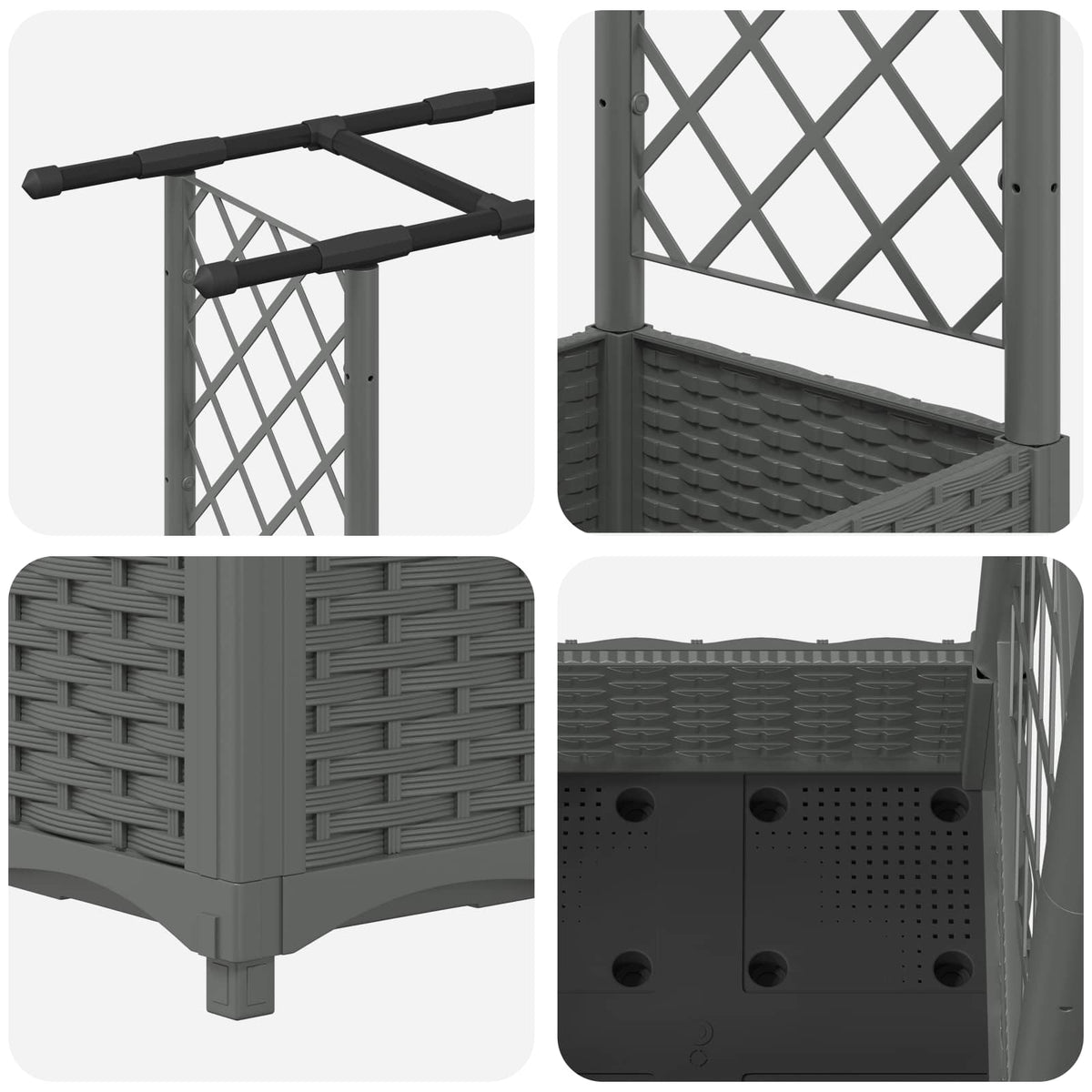 Cama Elevada Con Trellis Y Techo Gris Claro 122,5 X 40 X 121 Cm_5