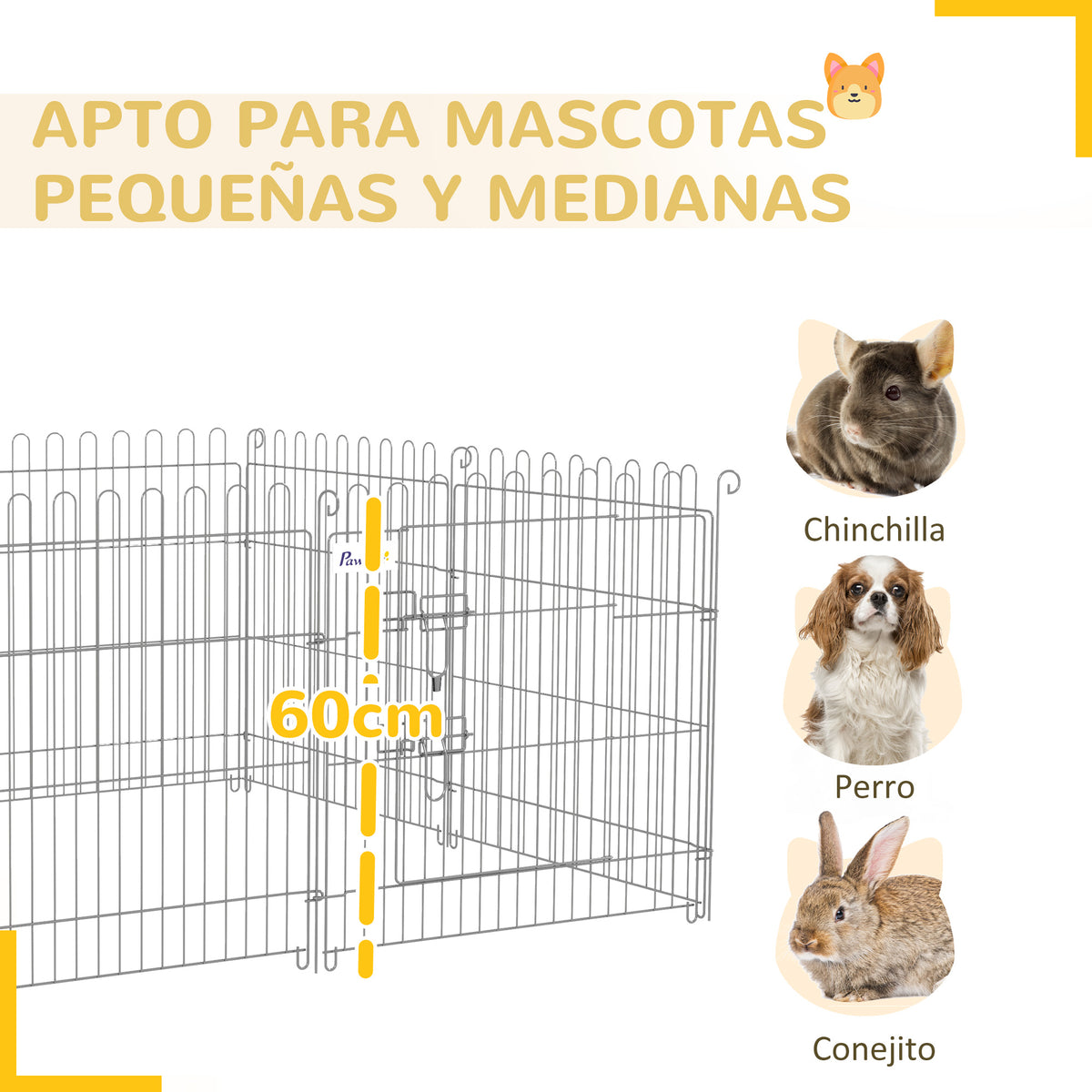 Pawhut Parque Para Perros De 8 Piezas 63x60 Cm Con 1 Puerta Plata_5
