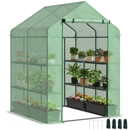 Invernadero De Jardín Con 4 Estantes Outsunny 143x138x190 Cm Verde_0