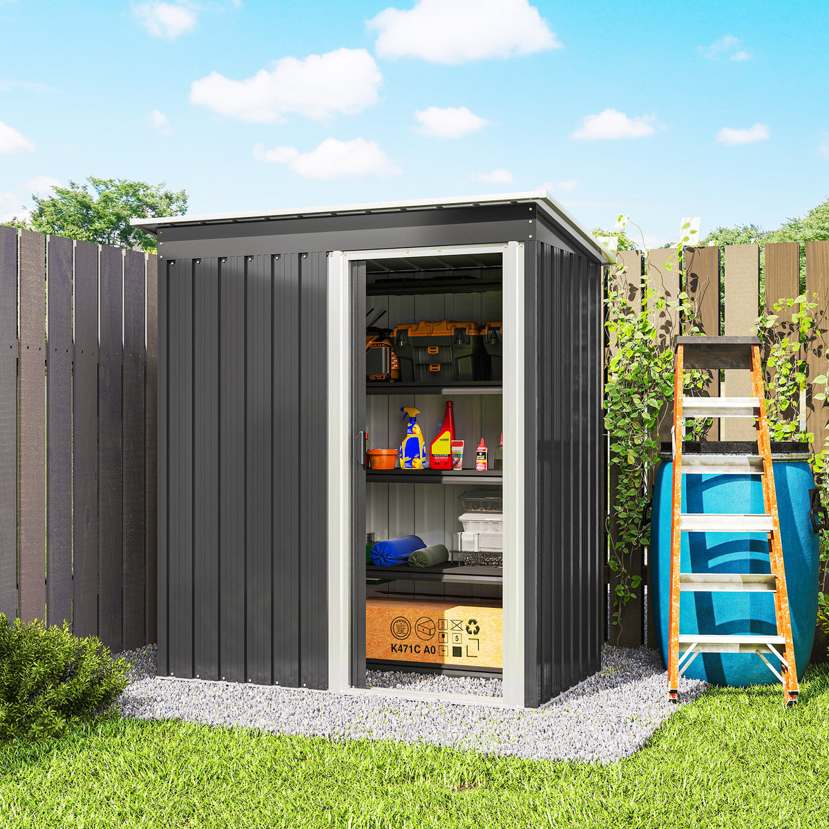Outsunny Cobertizo De Jardín Exterior 1,2 M² 163x89x182cm Puerta Corredera Negro_4