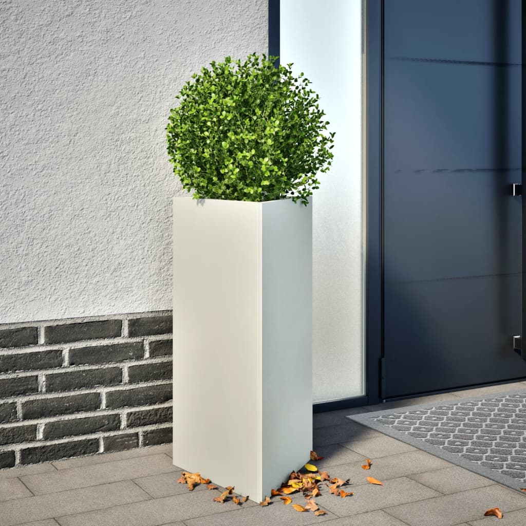 Jardineras Triangulares 2 Uds Acero Blanco 40x34,5x75 Cm_1