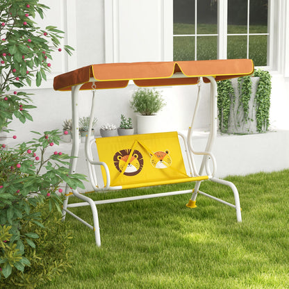 Outsunny Columpio De Jardín Infantil Con Patrón De León 110x70x110 Cm Amarillo_1
