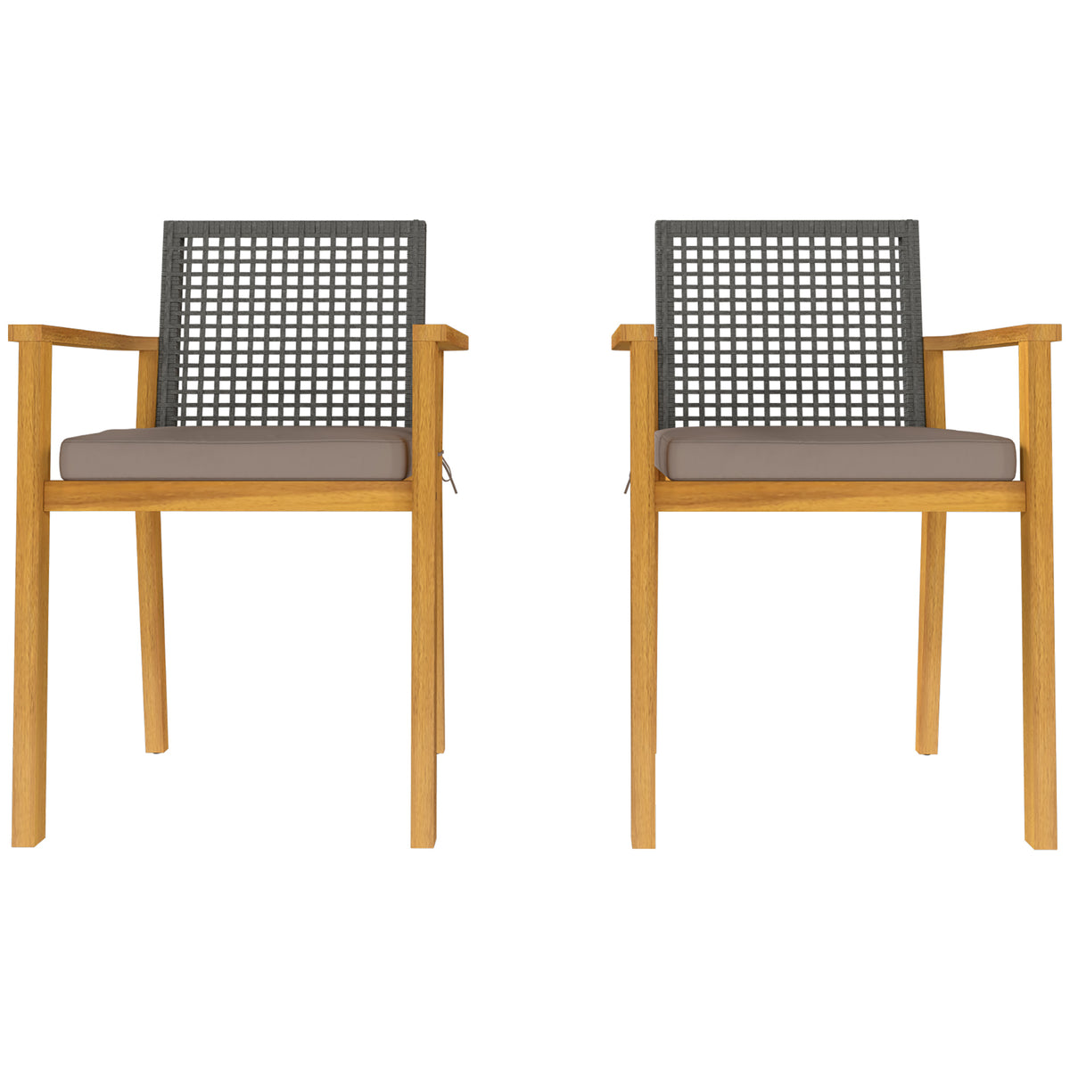 Outsunny Juego De 2 Sillas De Jardín Exterior De Madera Con Cojines Desmontables_4