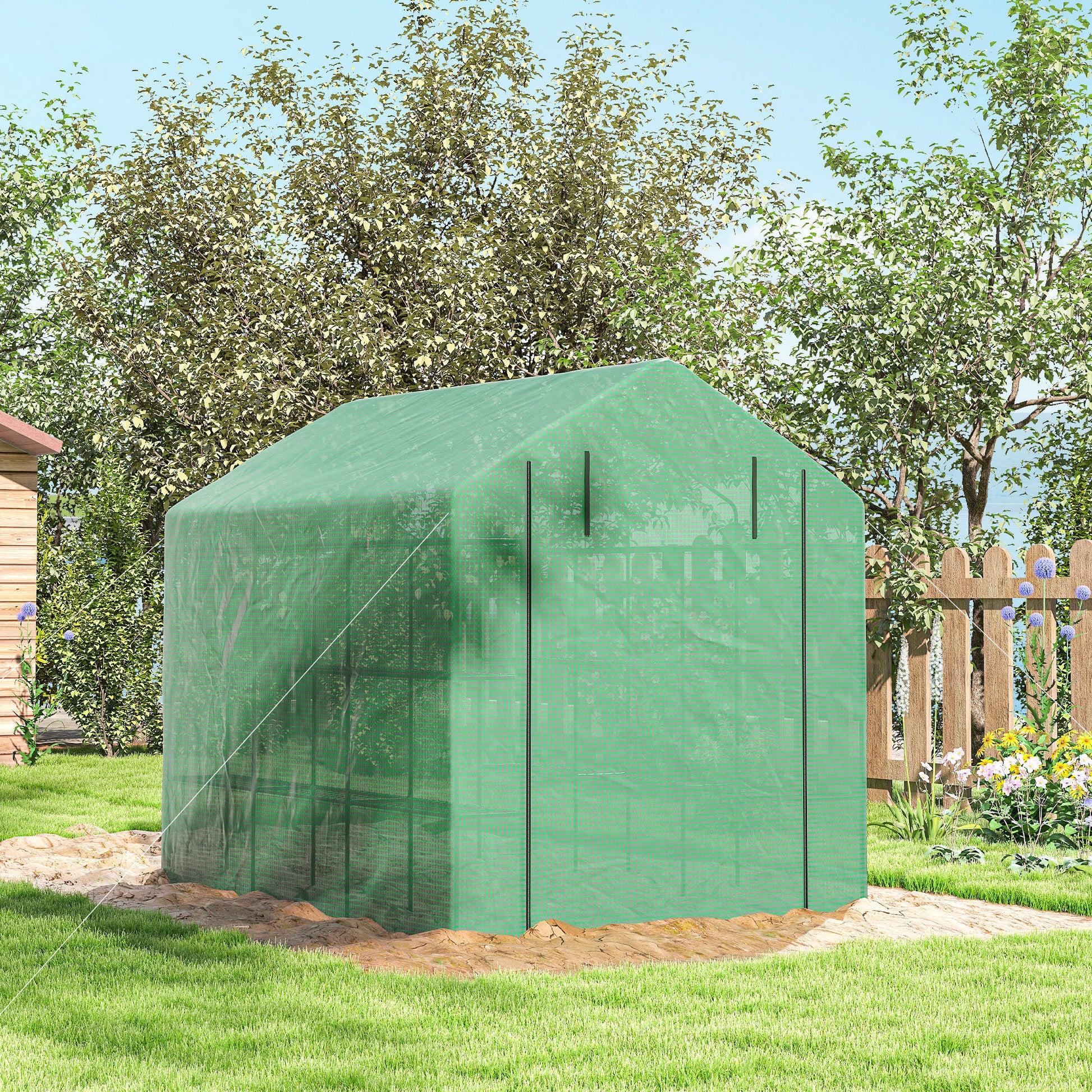 Outsunny Invernadero Pequeño Con Estantes De 4 Niveles 244x180x210 Cm Verde_3