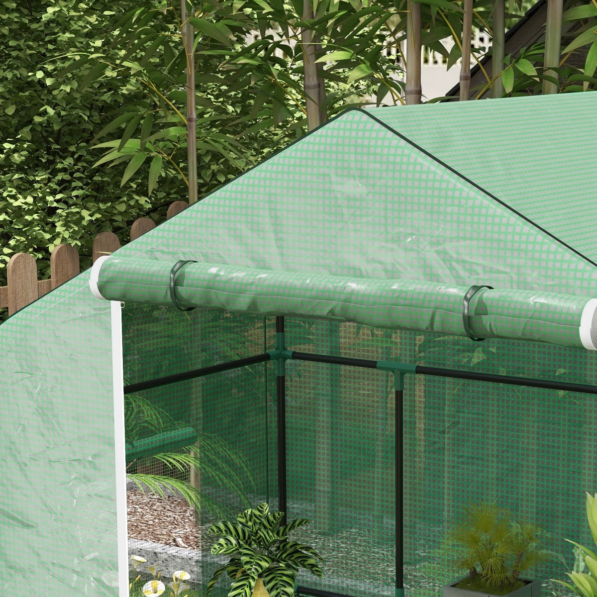 Outsunny Invernadero Para Jardín Con 1 Puerta 2 Ventanas 140x73x190 Cm Verde_4