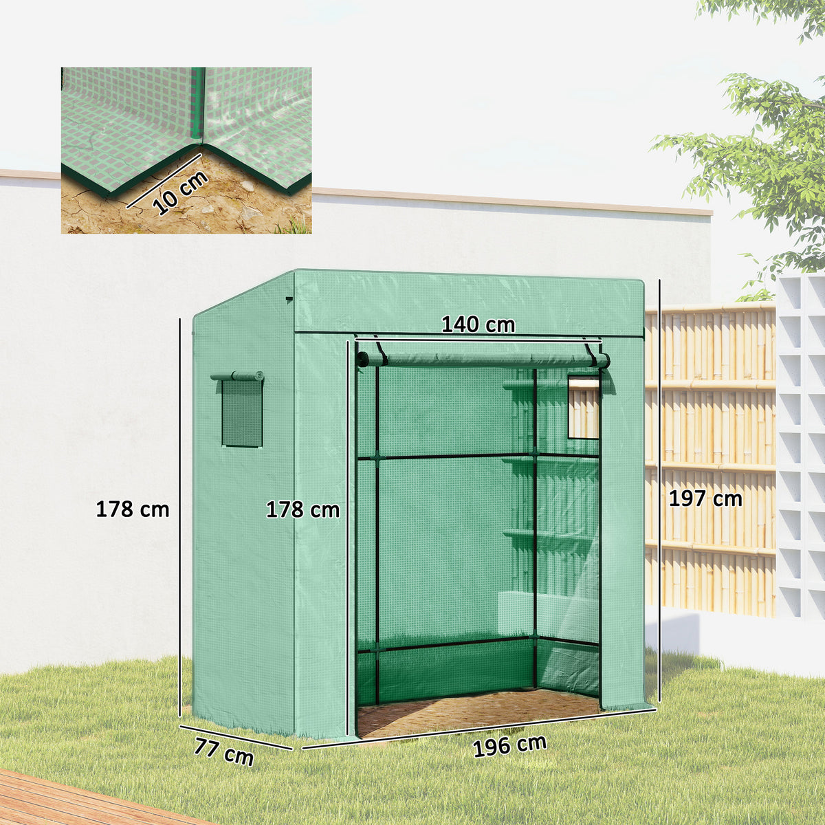 Outsunny Invernadero Pequeño Con Ventanas De Malla 196x77x197 Cm Verde_2