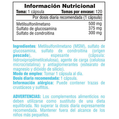 Glucosamina, Condroitina Y Msm - 120 Cápsulas Vegetales - Glucosamina - Smart Supplements_4