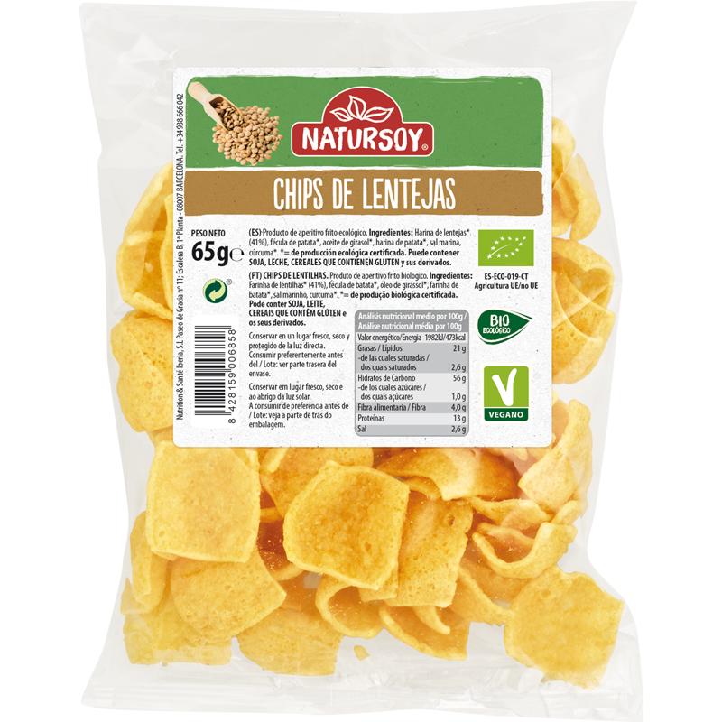 Chips de Lentejas Bio, 65 g. Natursoy