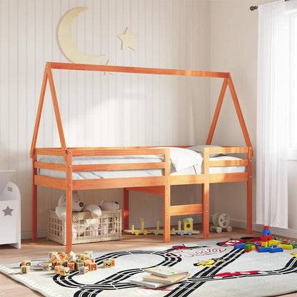 Techo De Cama Infantil Madera Maciza Marrón 199x80,5x88 Cm_1
