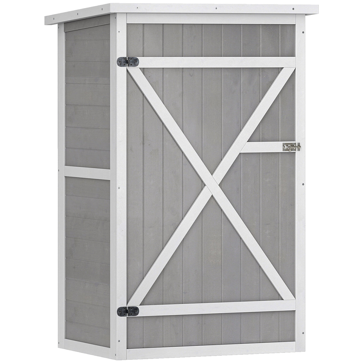 Outsunny Caseta De Jardín De Madera 75x56x115 Cm Con 3 Estantes Puerta Pestillo_0